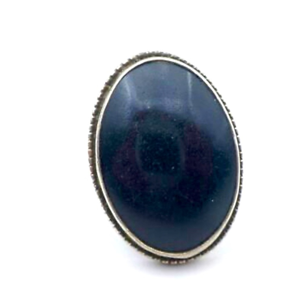 925 Sterling oval black onyx ring sz 5
